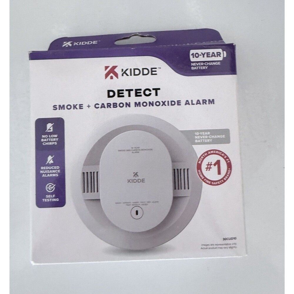 Kidde Smoke & Carbon Monoxide Alarm 10-Year Battery, Self-Test, White 30CUD10